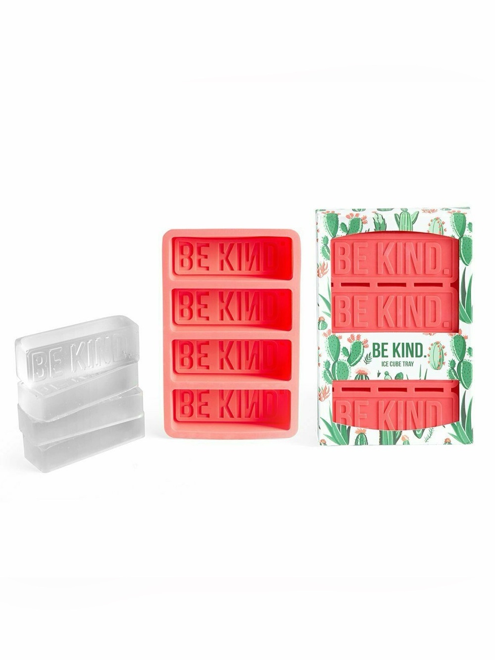 NIB BE KIND Red Silicone Ice Cube Tray